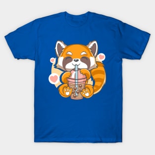 Red Panda Boba Tea Love Kawaii T-Shirt T-Shirt